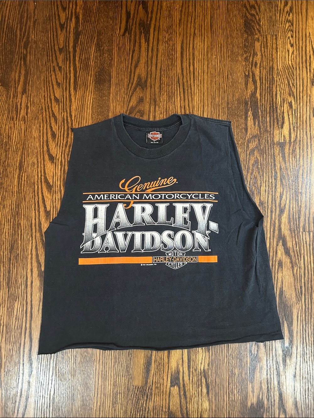 Vintage 90s Harley Davidson Cut Off T-Shirt